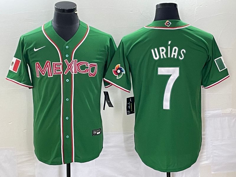 Men 2023 World Cub Mexico #7 Urias Green white Nike MLB Jersey1